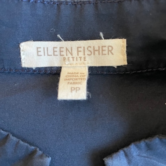 Eileen Fisher Navy Short Sleeve Petite Cotton/Spandex Button Down Top. Sz. PP - Picture 4 of 13